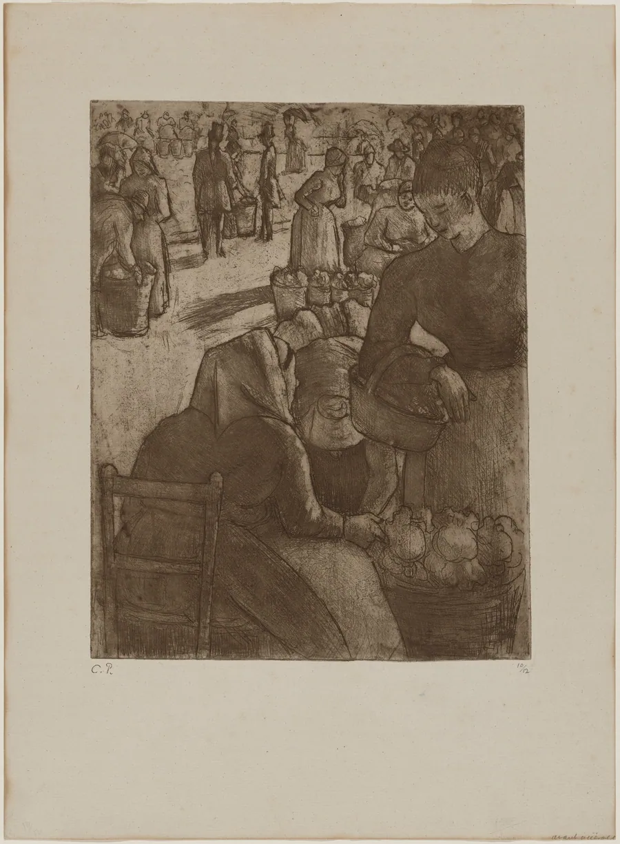 Vegetable Market at Pontoise (Marché aux légumes á Pontoise) by Camille Pissarro