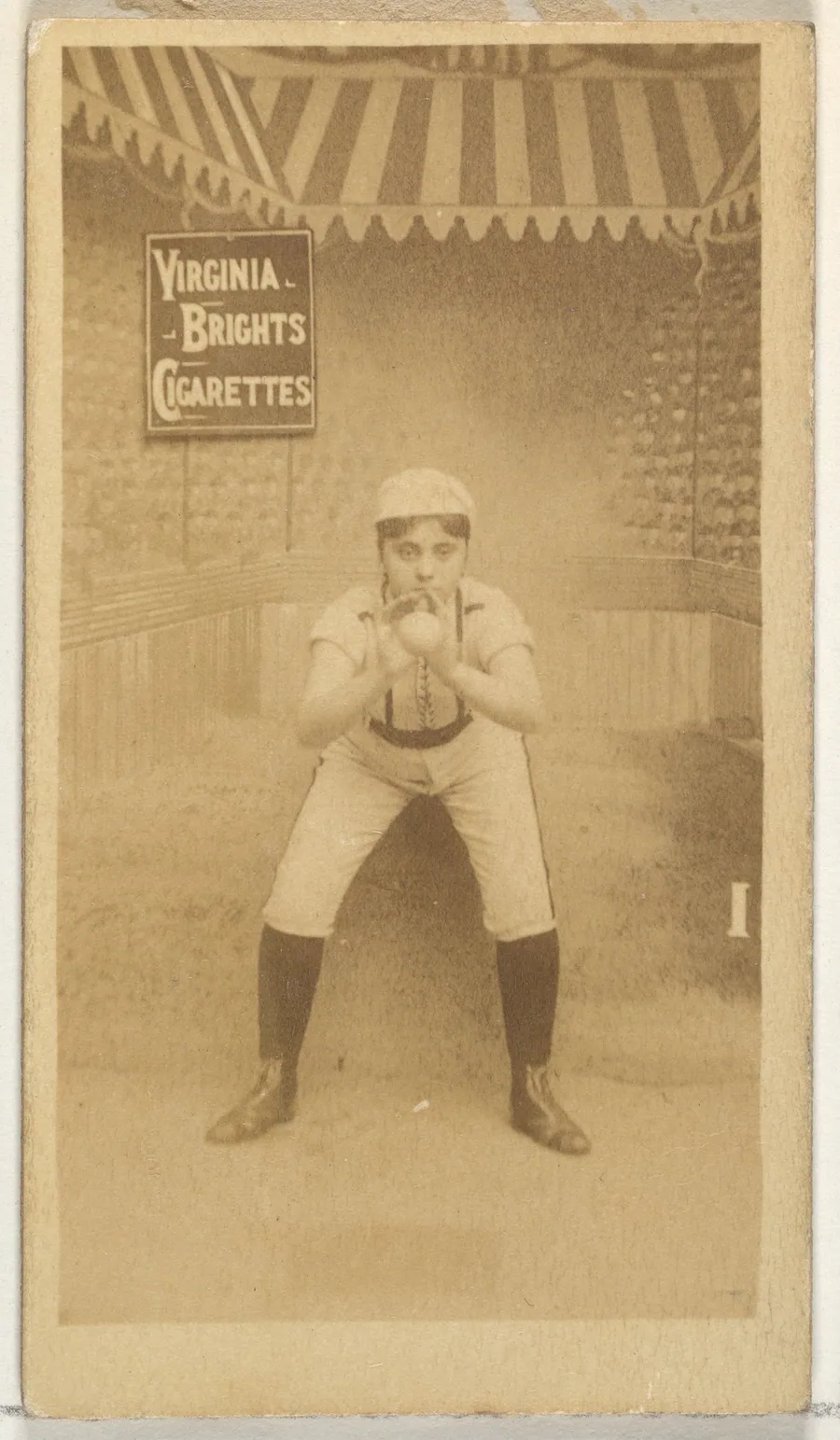 Card 1, from the Girl Baseball Players series (N48, Type 2) for Virginia Brights Cigarettes by Allen & Ginter