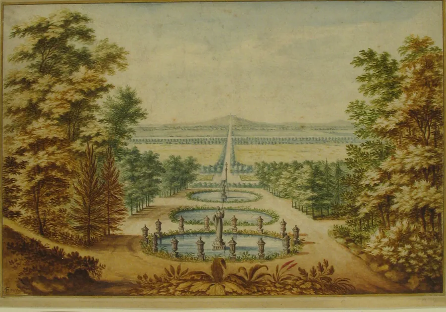 Scenic View of Gardens by Antoine-Claude Fleury