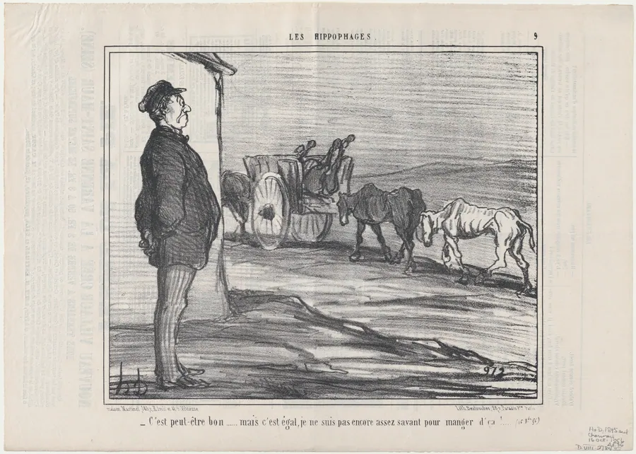 C'est peut-être bon...mais c'est égal..., from Les Hippophages, published in Le Charivari, October 23, 1856 by Aaron Martinet