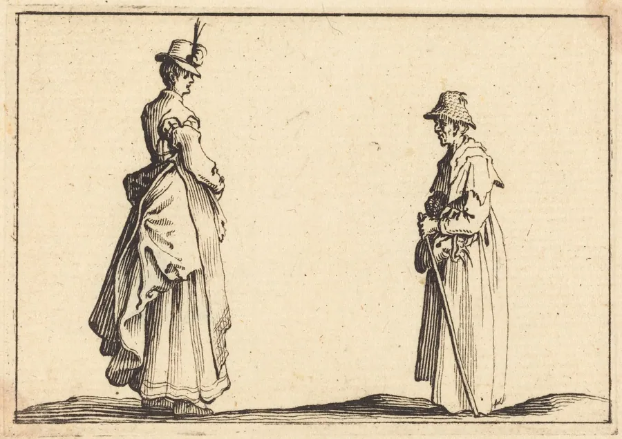 Two Women in Profile by Jacques Callot