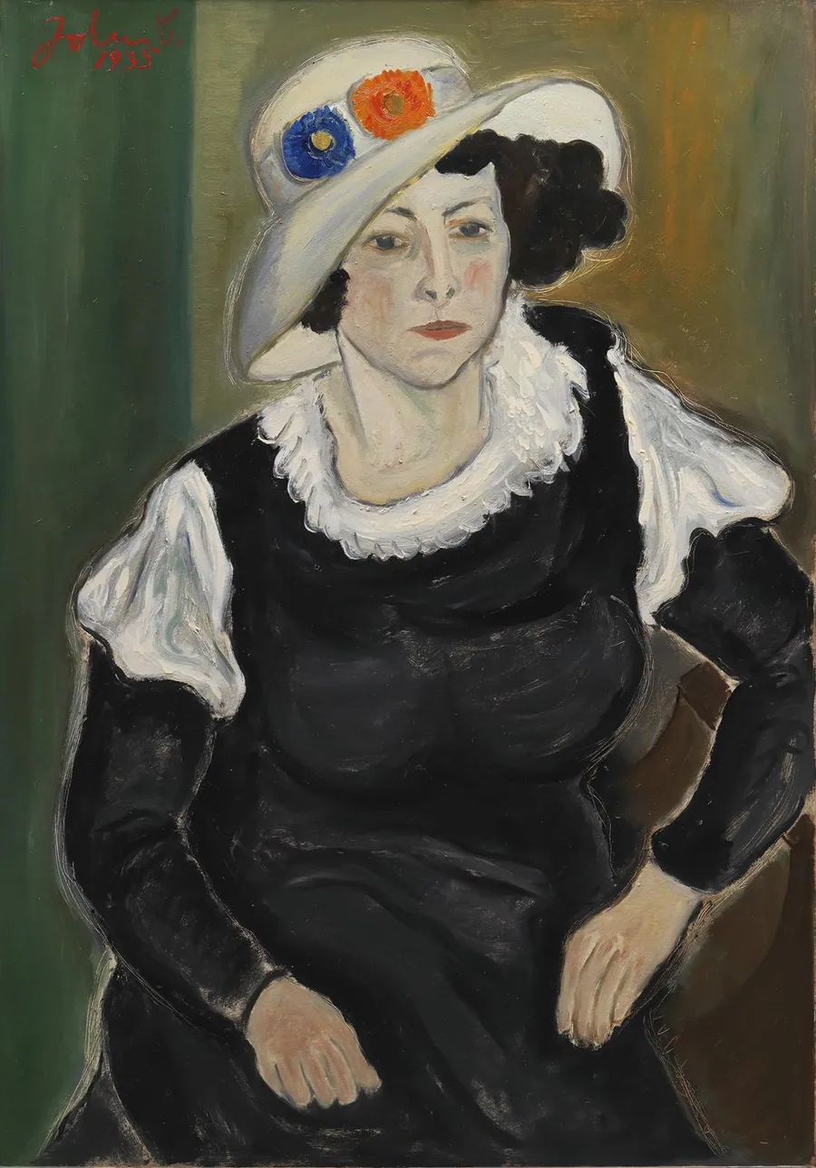 Dame med hat. Kunstnerens hustru, Dagny Marie Christensen by John Christensen