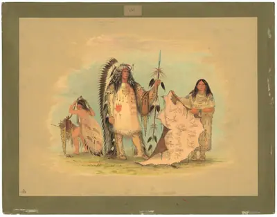 Mandan War Chief with His Favorite Wife