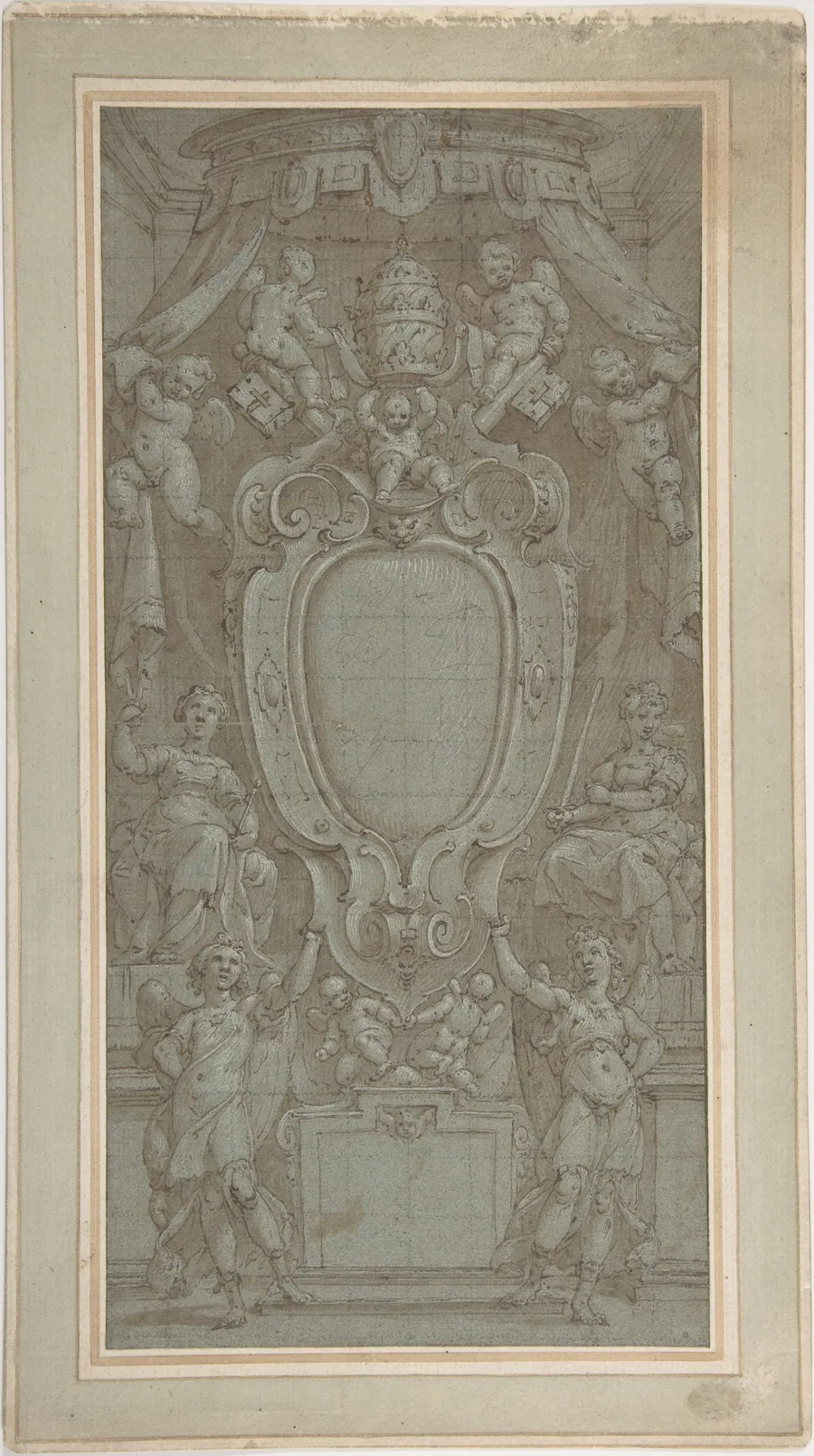 Modello for Ceiling Fresco with Papal Coat of Arms by Bernardo Castello