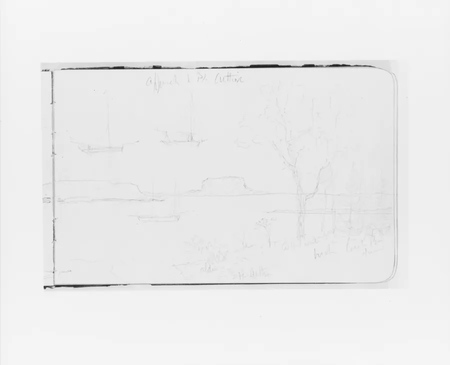 Bay Scene; Sketches of Two Boats (from Sketchbook) by Albert Bierstadt