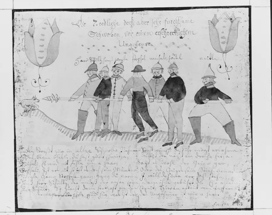 Drawing of a Hunt by Friederich Krebs