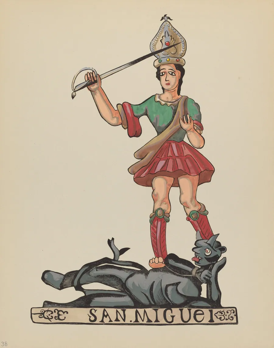 Plate 38: St. Michael: From Portfolio "Spanish Colonial Designs of New Mexico by American 20th Century