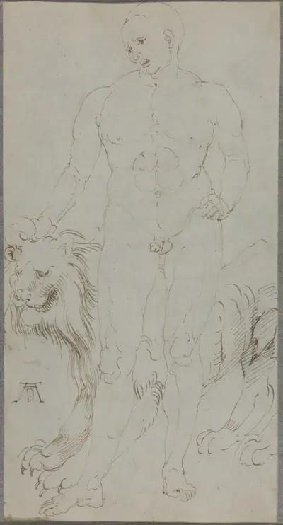 Male Nude with a Lion [verso]
