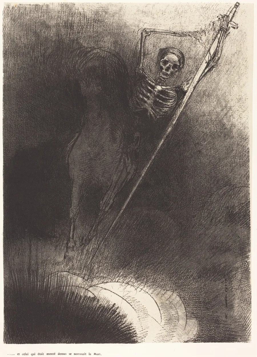 Et celui qui était monté dessus se nommait la Mort (And his name that sat on him was Death) by Odilon Redon